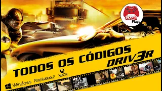 DRIVER 3 TODOS OS CÓDIGOS CHEATS PC PS2 XBOX 