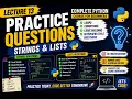 Python Tutorial for Beginners Lecture 13 Strings Lists Logic Building Complete Python Course