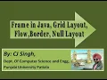 Lecture 25 Frame in Java Layout Manager Grid Layout Flow layout Border layout Null layout
