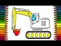 How to Draw Excavator Truck Finger Family Song Coloring Pages LEARN COLORS for Kids BAMBOO Art