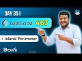Leetcode 463 Island Perimeter in Telugu Brute Force Shared Edges DFS Python DSA srkcodes