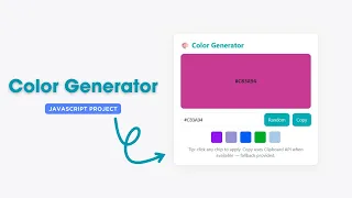 Random Color Generator with Copy Feature HTML CSS JavaScript