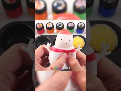 Satisfying Video l How to Make Rainbow Adorable Squishy from Mixing Snowman and Paint Cutting ASMR