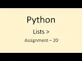 Assignment - 20 Lists Python NxtWave CCBP