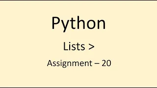 Assignment - 20 Lists Python NxtWave CCBP