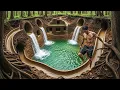 90 Days Building a Secret Multi Level Forest Mansion with Underground Water Slide and Pool