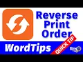 Reversing Print Order