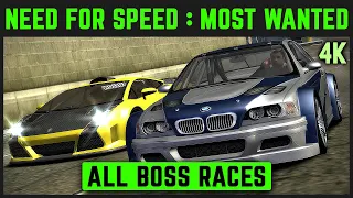 NEED FOR SPEED MOST WANTED REDUX ALL BOSSES CUTSCENES 4K 