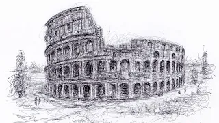 Biro Pen Sketch of the Roman Colosseum