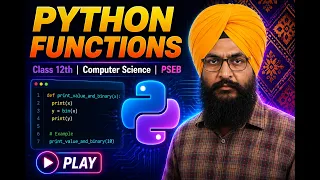 Python Functions in Punjabi Class 12 Computer Science New Syllabus PSEB 2026