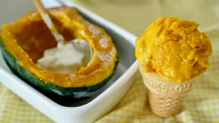 Pumpkin Ice Cream (Just Freeze and Shave)  凍らせて削るだけのかぼちゃアイス