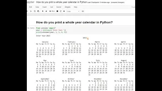 How do you print a whole year calendar in Python