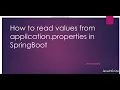 How to read values from application properties in SpringBoot