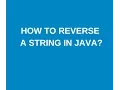How to reverse a String in java