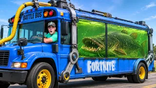 I Built A Fortnite Battle Bus Aquarium For The Pond Monster!!
