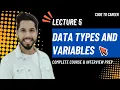 Lecture 5 - Data Types and Variables Java Complete Course in Hindi Beginner to Professional