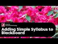 Add Simple Syllabus to Blackboard