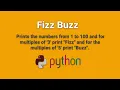 FizzBuzz One Simple Interview Question PYTHON CODE fizz buzz
