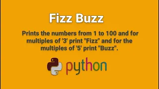 FizzBuzz One Simple Interview Question PYTHON CODE fizz buzz