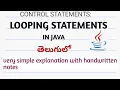 looping statements in java telugu for loop while loop do while loop for each loop in telugu java