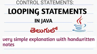 looping statements in java telugu for loop while loop do while loop for each loop in telugu java