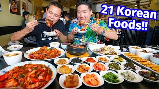 Huge KOREAN FOOD Tour SPICY SEAFOOD Kimchi Noodles in Koreatown LA Part 1