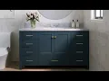 ARIEL Bathroom Vanity Midnight Blue Edge Italian Carrara Marble Countertop Splash Review