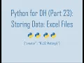 Python for Digital Humanities 23 Storing Data - Excel