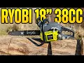 Ryobi 18 38CC Chainsaw Unboxing Tree Cutting Test