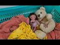 Download Lagu This is how a newborn baby monkey in a basket behaves when it's about to sleep after drinking milk.