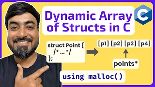 Dynamic Array of Structs in C using malloc Dynamic Memory Allocation C Programming for Beginners