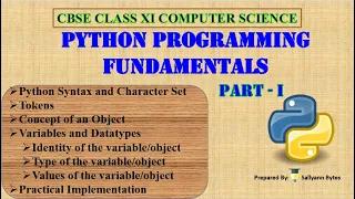 Python Programming Fundamentals Syntax Tokens Variables Datatypes Part 1 CBSE Class 11 CS