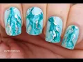 Easiest MARBLE NAILS Green Aqua NAIL ART Using Clear Nail Polish MANICURE Ideas 2022