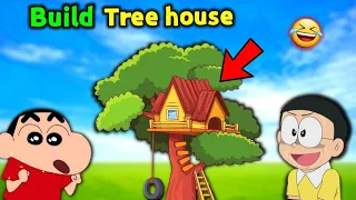 Download Shinchan And Nobita Building Tree House 😂 || 😱 Funny Game Roblox MP3