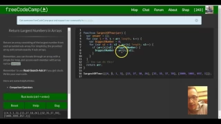 Return Largest Numbers in Arrays freeCodeCamp review Basic Algorithm Scripting lesson 6