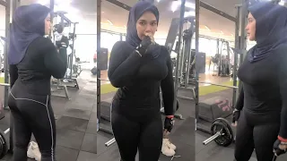 beautiful leggings in hijab style gym exercise
