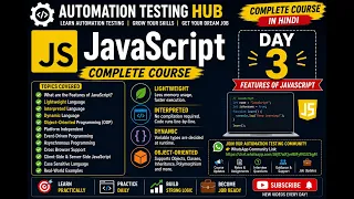JavaScript Complete Course in Hindi Day 3 Features of JavaScript Lightweight Interpreted Dynamic