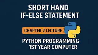 Short Hand If Else Statement chapter 2 lecture 7 python 1st year