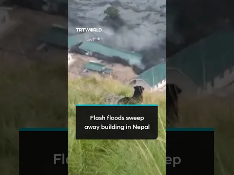Flash floods destroy buildings along Nepal’s Budhi Gandaki river