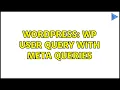 Wordpress WP User Query with meta queries