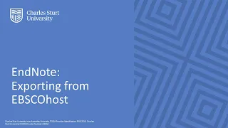 EndNote Exporting from EBSCOhost