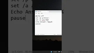 Make A Calculator With A Simple BAT File CMD Batch Script Tutorial Techtips Coding Shorts 