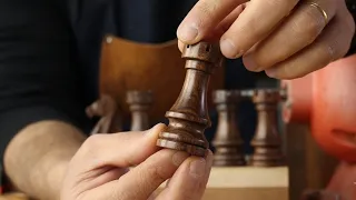 Torneando una torre de ajedrez con mi torno casero