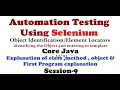 Selenium Session-9 Core Java Class method object First Java Programe