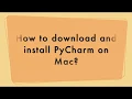 How to download and install PyCharm IDE on mac Python Programming