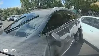 Extremely Drunk Driver Goes Crazy in a Parking Lot