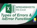 MS Excel Types of Errors isError Function