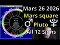 Tues May 26 2026 astrology ALL 12 SIGNS Mars square Pluto