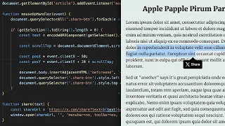 Get selected text and cursor position to show share popup dialog with JavaScript