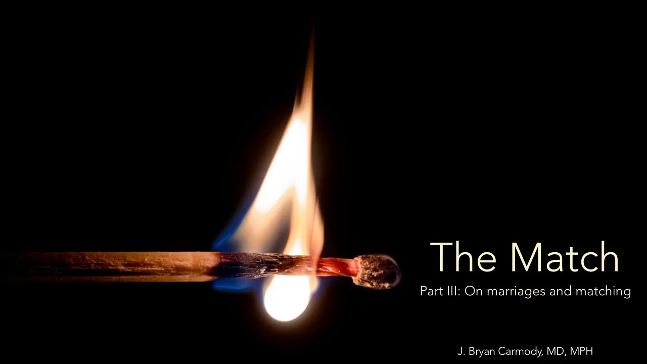 The Match, Part 3: On marriages and matching